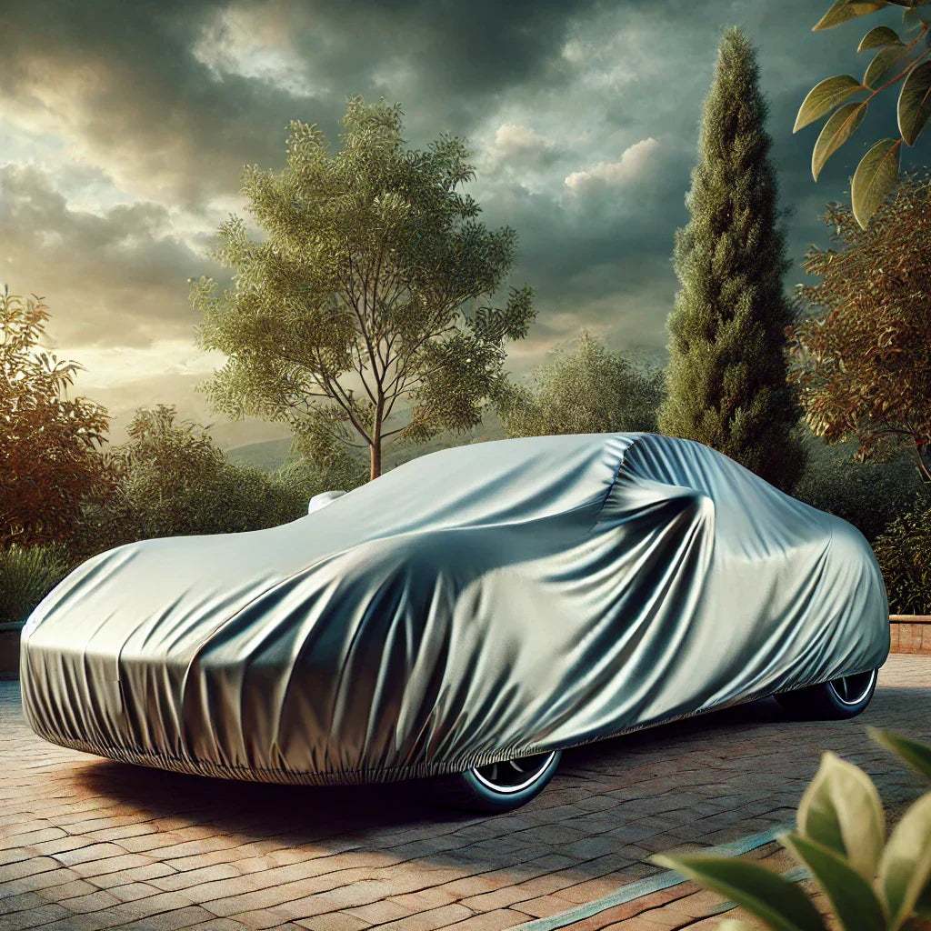 High-quality breathable car cover material by Polco, offering ultimate vehicle protection outdoors.
