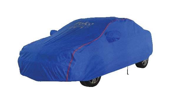 Premium Porsche 718 car cover with mirror and antenna pockets, water-resistant, UV-resistant, dustproof, in blue.