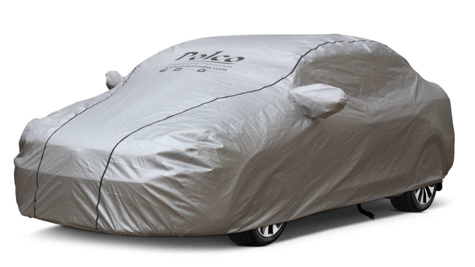Premium TATA Nexon car cover in silver matty, water-resistant, UV resistant, with mirror and antenna pockets.