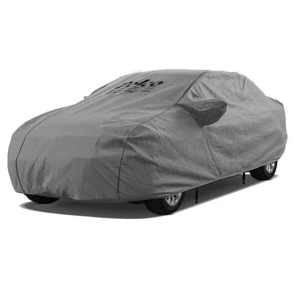 Premium Hyundai Tucson car cover by Polco in gray, water-resistant with mirror and antenna pockets, elastic corners, and storage bag
